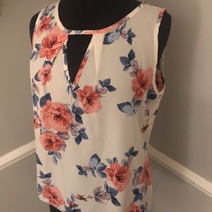 White & pink floral tank